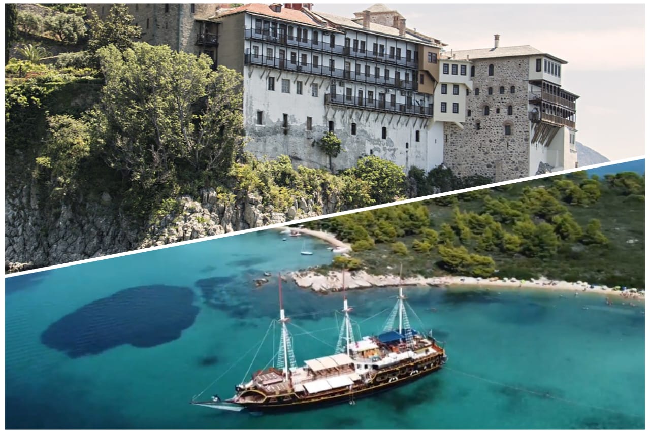 COMBO cruise: Mount Athos (4 monasteries) & Blue lagoon departing from Ormos Panagias